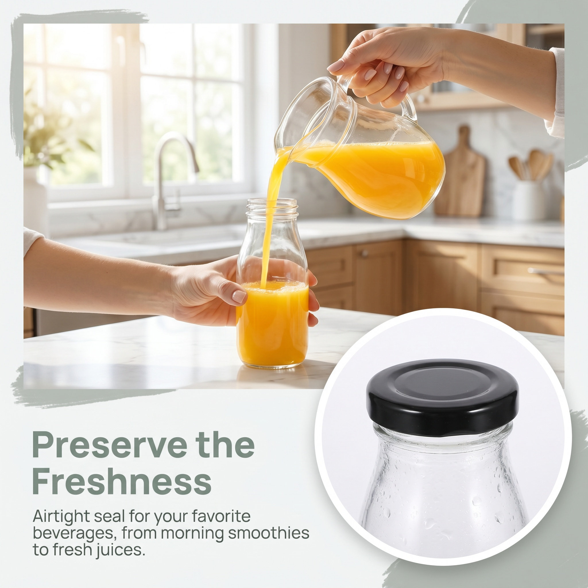 Reusable Bottle - 4Pcs Milk Bottle Glass Milk Jars
