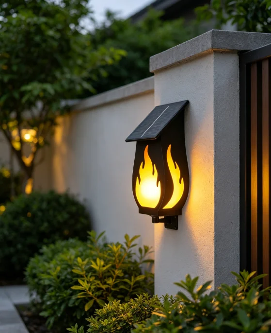 Outdoor solar wall light flame - đánh giá và giá Solar Garden Light