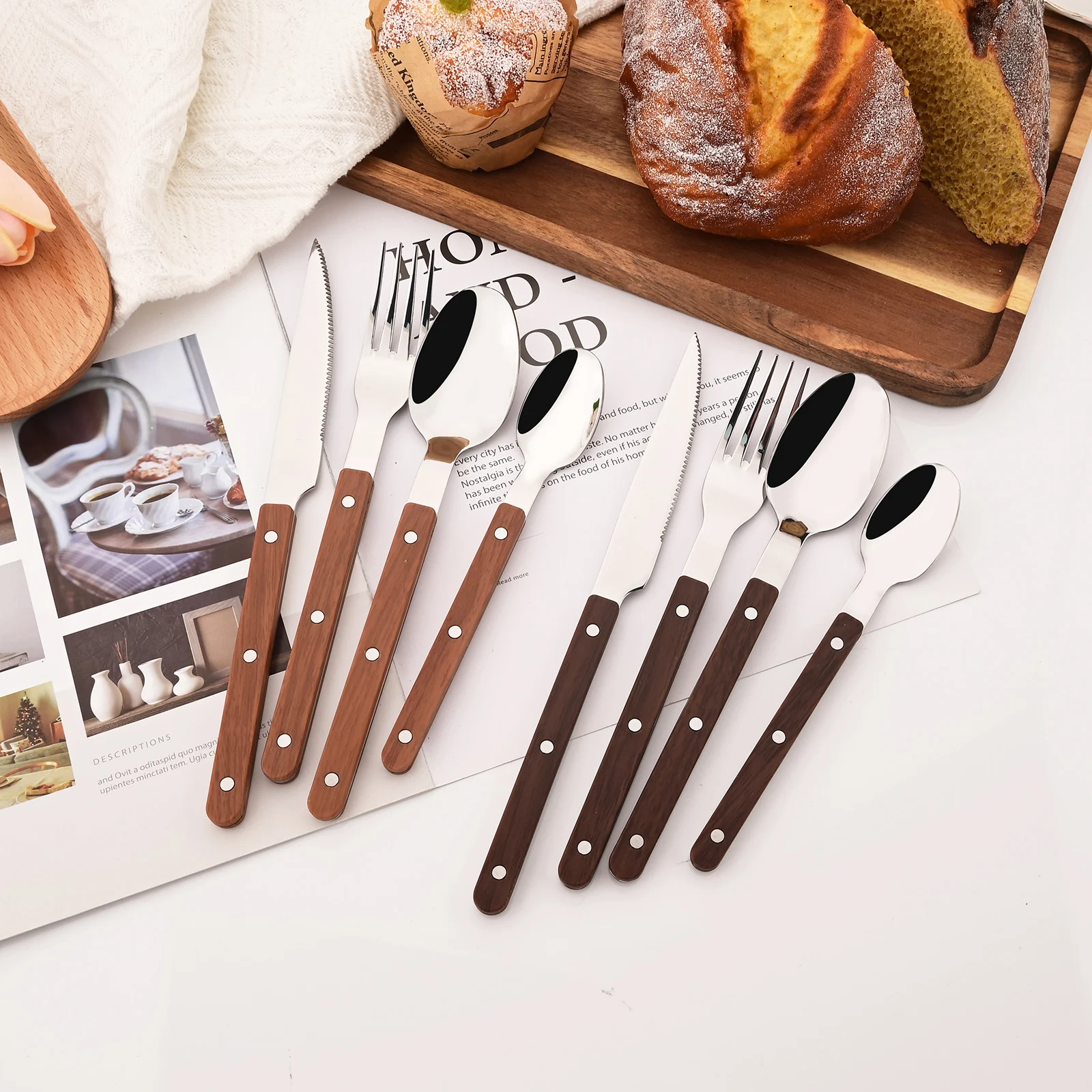5/20Pcs Imitative Wood Silver  - đánh giá và giá Bamboo Cutlery